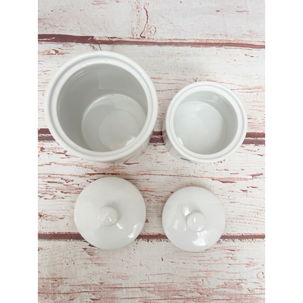 THRESHOLD Coffee Tea Ceramic Canister Storage Jar Set Lids White Farmhouse - Picture 2 of 4